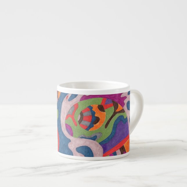 "Fred the Cosmic Worm" Abstract Art Espresso Cup (Front Right)