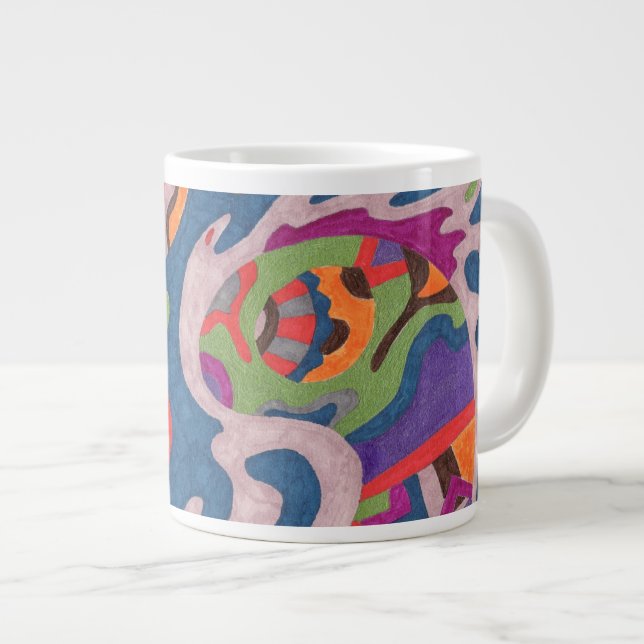 "Fred the Cosmic Worm" Abstract Art Large Coffee Mug (Front Right)