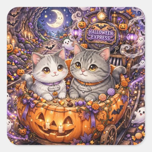 Freda and Junior Halloween Express Mouse Pad | Kaw Square Sticker