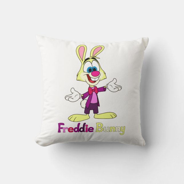 Freddie Bunny Throw Pillow (Front)