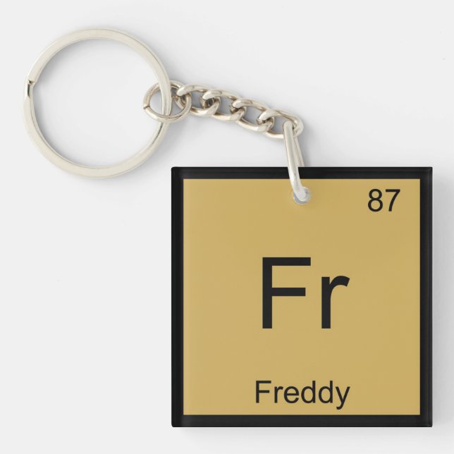 Freddy Name Chemistry Element Periodic Table Keychain (Front)
