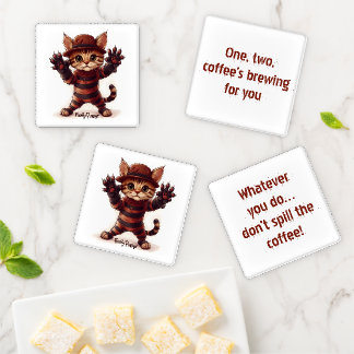 Freddy Purrger Halloween Cat Coaster Set