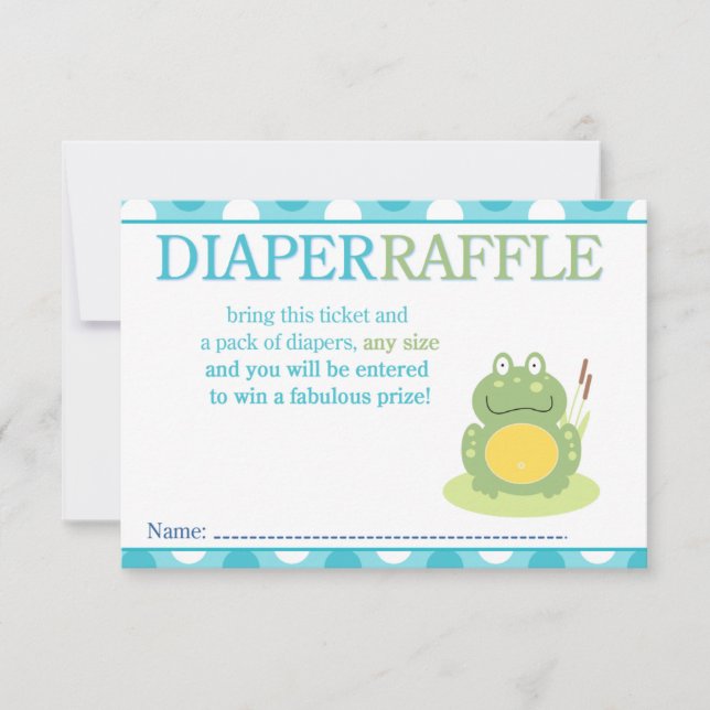 Freddy the Frog Baby Shower Diaper Raffle Card (Front)