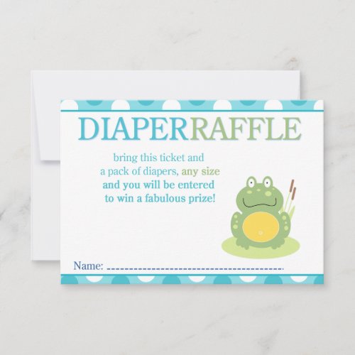 Freddy the Frog Baby Shower Diaper Raffle Card