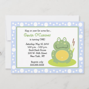 Freddy the Frog Froggy Birthday 5x7 Invitations
