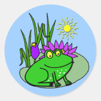 Freddy the Frog - on a Lilly Pad Cute Sticker