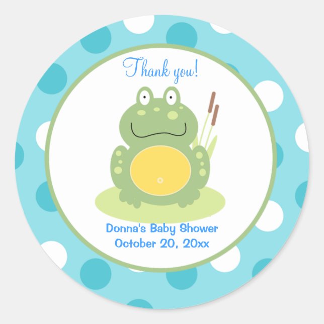 Freddy the Frog Round Favor Sticker (Front)