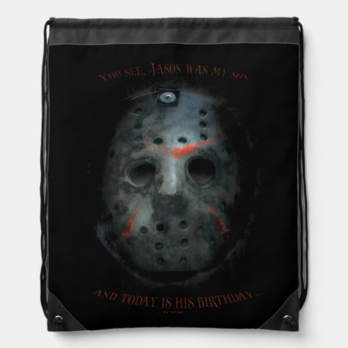 Freddy vs Jason  Jason Mask Quote Drawstring Bag