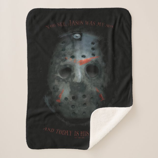 Freddy vs. Jason | Jason Mask Quote Sherpa Blanket (Front)