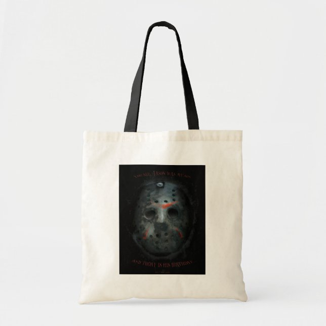 Freddy vs. Jason | Jason Mask Quote Tote Bag (Front)