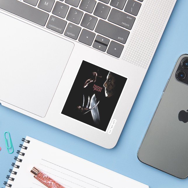 Freddy vs. Jason | Theatrical Poster Sticker (Laptop w/ iPhone)