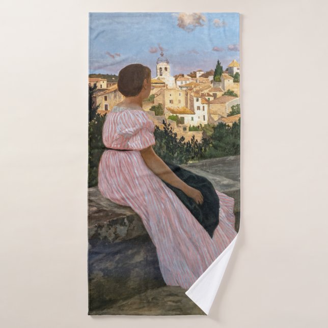 Frederic Bazille - The Pink Dress Bath Towel Set (Bath Towel)