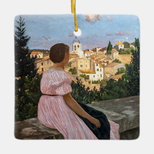 Frederic Bazille _ The Pink Dress Ceramic Ornament