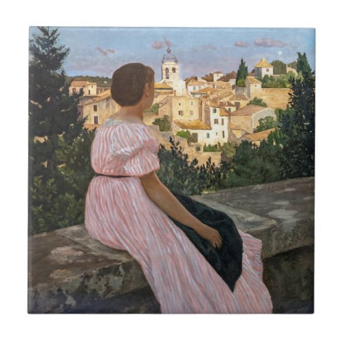 Frederic Bazille _ The Pink Dress Ceramic Tile