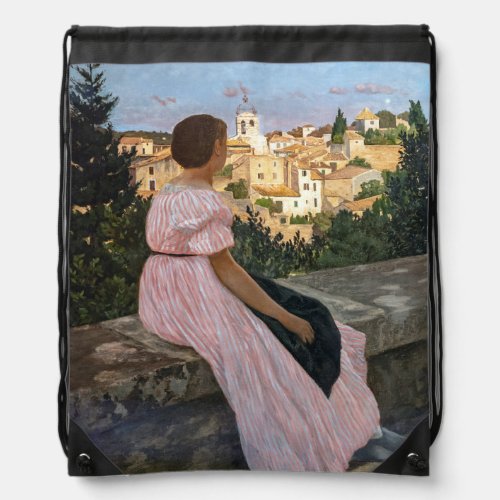 Frederic Bazille _ The Pink Dress Drawstring Bag