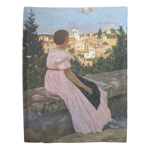 Frederic Bazille _ The Pink Dress Duvet Cover