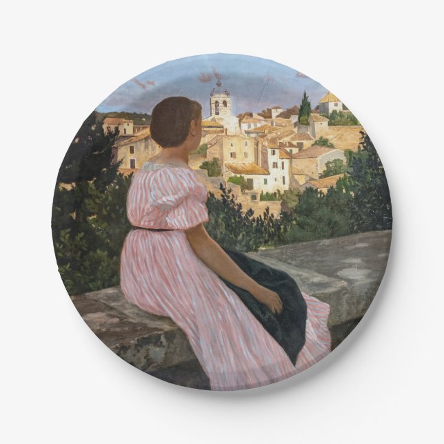 Frederic Bazille - The Pink Dress Paper Plates (Front)