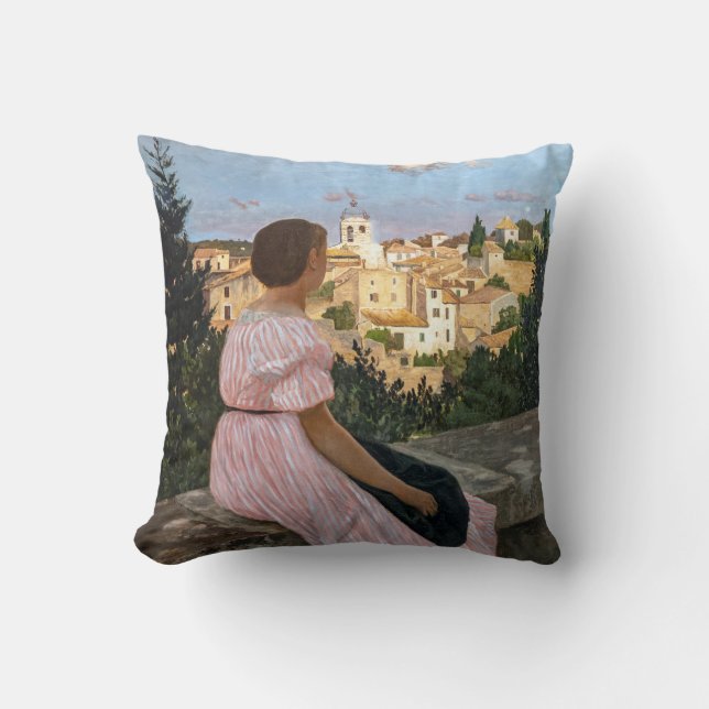 Frederic Bazille - The Pink Dress Throw Pillow (Front)