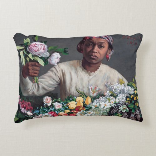 Frederic Bazille _ Young Woman with Peonies Accent Pillow