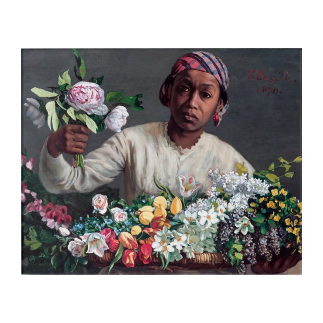 Frederic Bazille - Young Woman with Peonies Acrylic Print (Front)