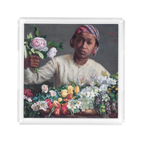 Frederic Bazille _ Young Woman with Peonies Acrylic Tray