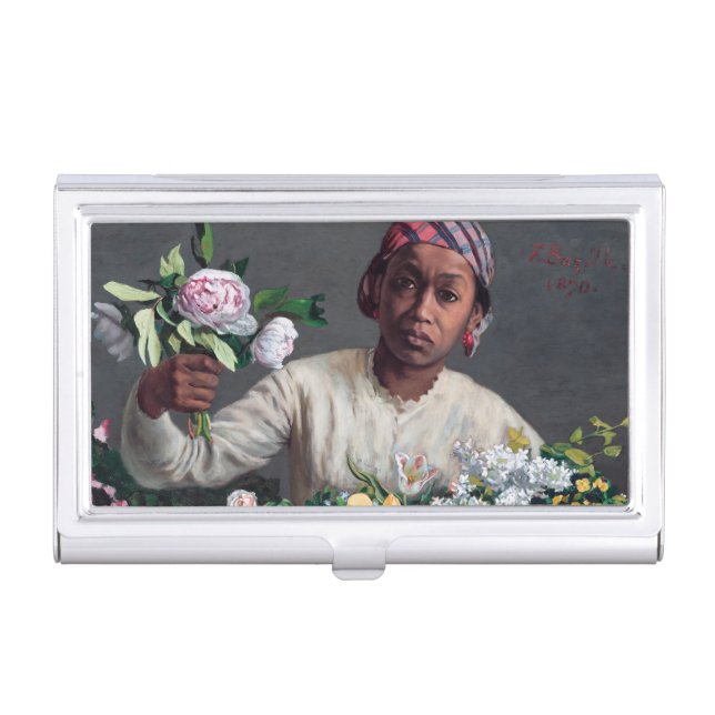 Frederic Bazille - Young Woman with Peonies Business Card Case (Front)