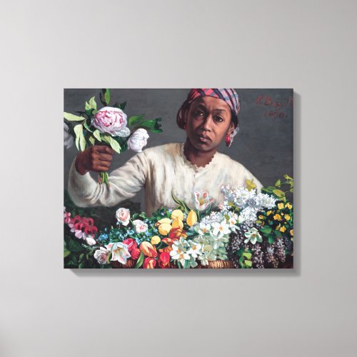Frederic Bazille _ Young Woman with Peonies Canvas Print