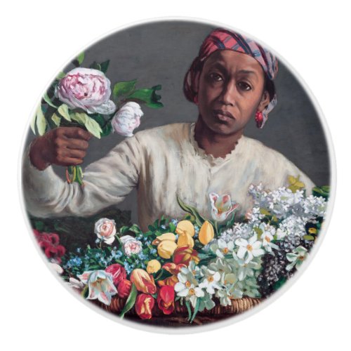 Frederic Bazille _ Young Woman with Peonies Ceramic Knob