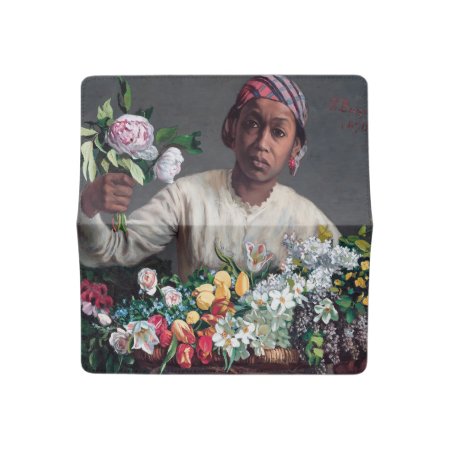 Frederic Bazille - Young Woman With Peonies Checkbook Cover