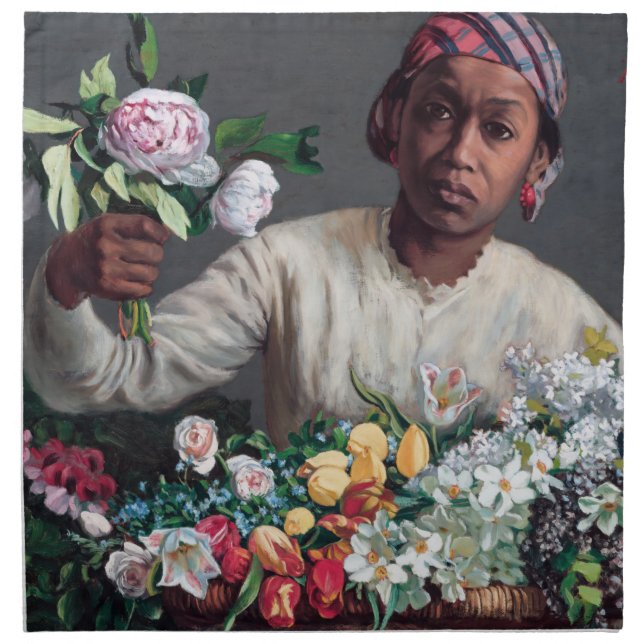 Frederic Bazille - Young Woman with Peonies Cloth Napkin (Front)