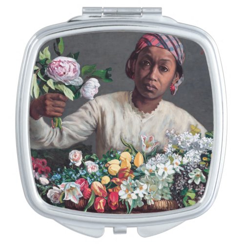 Frederic Bazille _ Young Woman with Peonies Compact Mirror