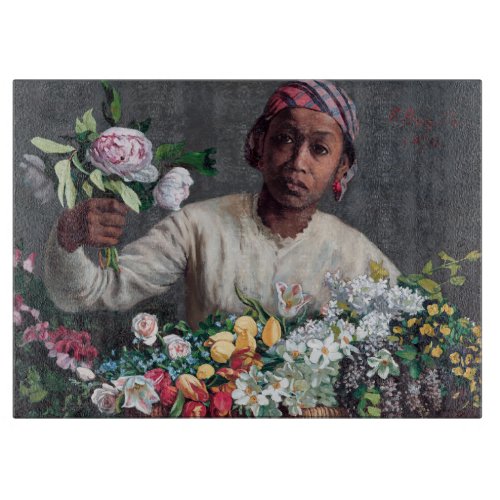 Frederic Bazille _ Young Woman with Peonies Cutting Board