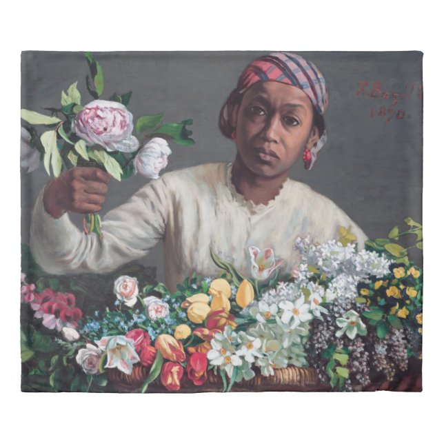 Frederic Bazille - Young Woman with Peonies Duvet Cover (Front)