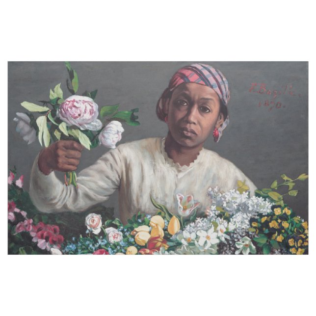 Frederic Bazille - Young Woman with Peonies Fabric (Yard)