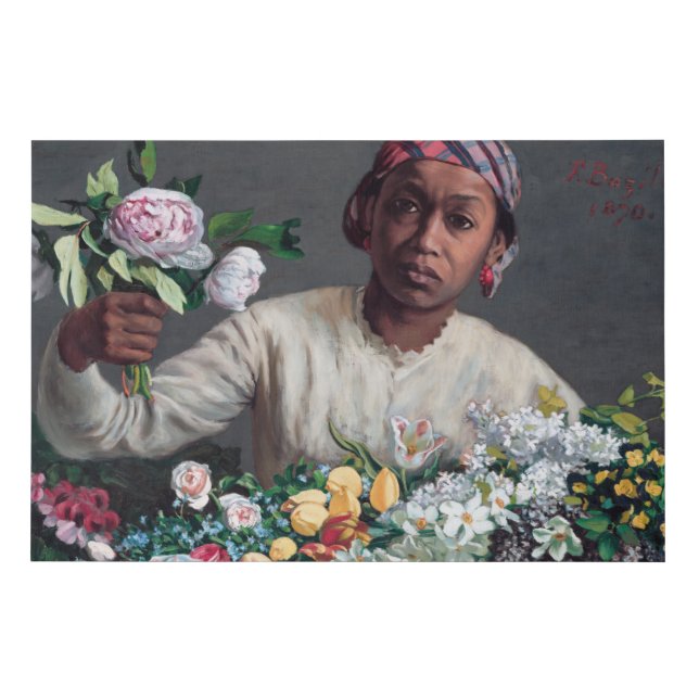 Frederic Bazille - Young Woman with Peonies Faux Canvas Print (Front)