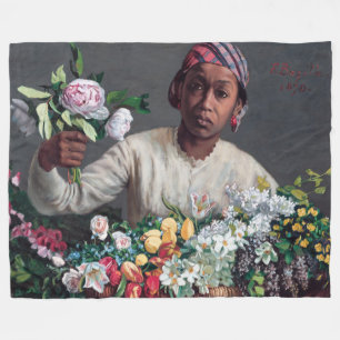 Frederic Bazille - Young Woman with Peonies Fleece Blanket