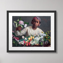 Frederic Bazille - Young Woman with Peonies Framed Art