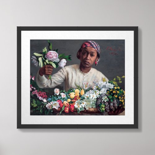 Frederic Bazille _ Young Woman with Peonies Framed Art