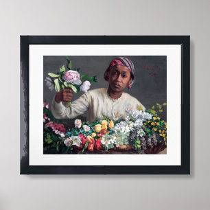Frederic Bazille - Young Woman with Peonies Framed Art