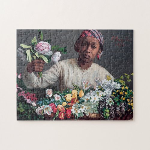 Frederic Bazille _ Young Woman with Peonies Jigsaw Puzzle