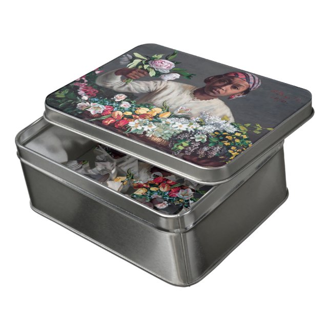 Frederic Bazille - Young Woman with Peonies Jigsaw Puzzle (Lid Open)