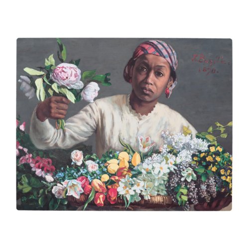 Frederic Bazille _ Young Woman with Peonies Metal Print