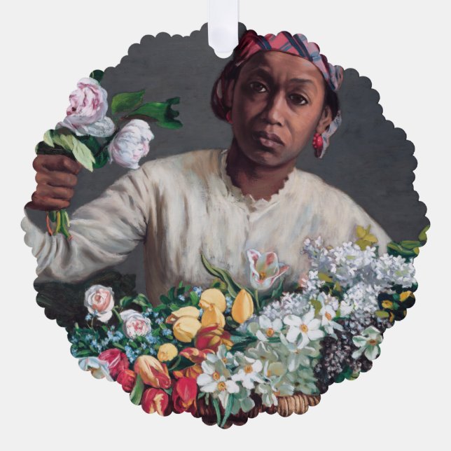Frederic Bazille - Young Woman with Peonies Ornament Card (Front)