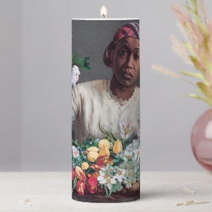 Frederic Bazille - Young Woman with Peonies Pillar Candle