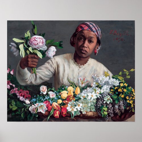 Frederic Bazille _ Young Woman with Peonies Poster