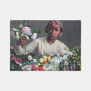 Frederic Bazille - Young Woman with Peonies Rug