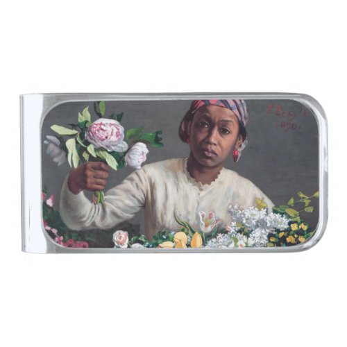 Frederic Bazille _ Young Woman with Peonies Silver Finish Money Clip
