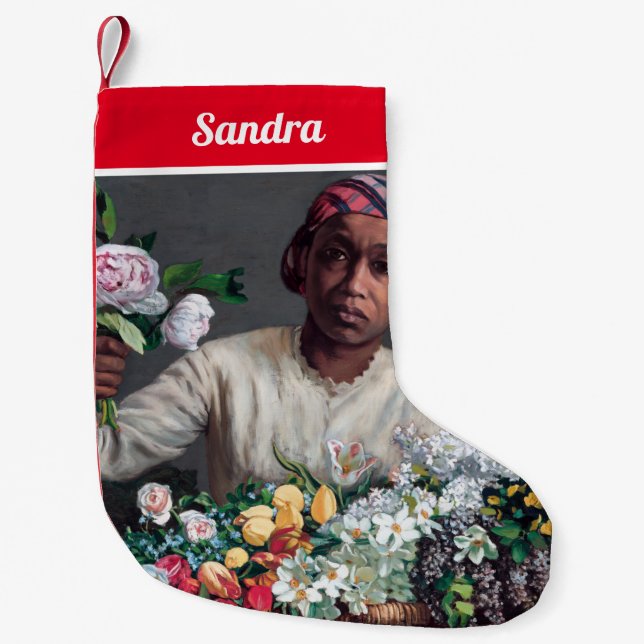 Frederic Bazille - Young Woman with Peonies Small Christmas Stocking (Front)