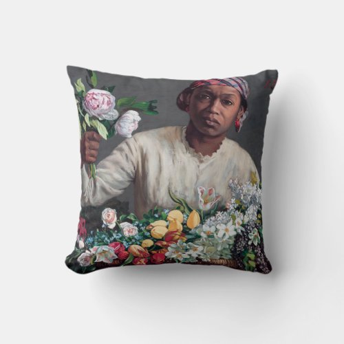 Frederic Bazille _ Young Woman with Peonies Throw Pillow