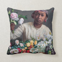 Frederic Bazille - Young Woman with Peonies Throw Pillow